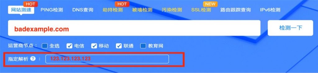 Process flowchart to determine China Block: Domain Name Blocked 03